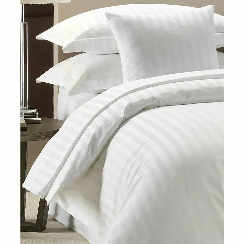 Ensemble de couette en pur coton égyptien pour literie d'hôtel 90x200 à motif rayé, ensemble de linge de maison 4 pièces