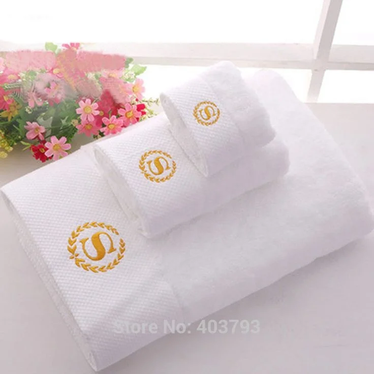 Luxury Brand 5 Star Hotel Spa Bath Towel Set 100% Cotton Quick Dry Soft Face Hand Towels Custom Logo White Bathroom Linen