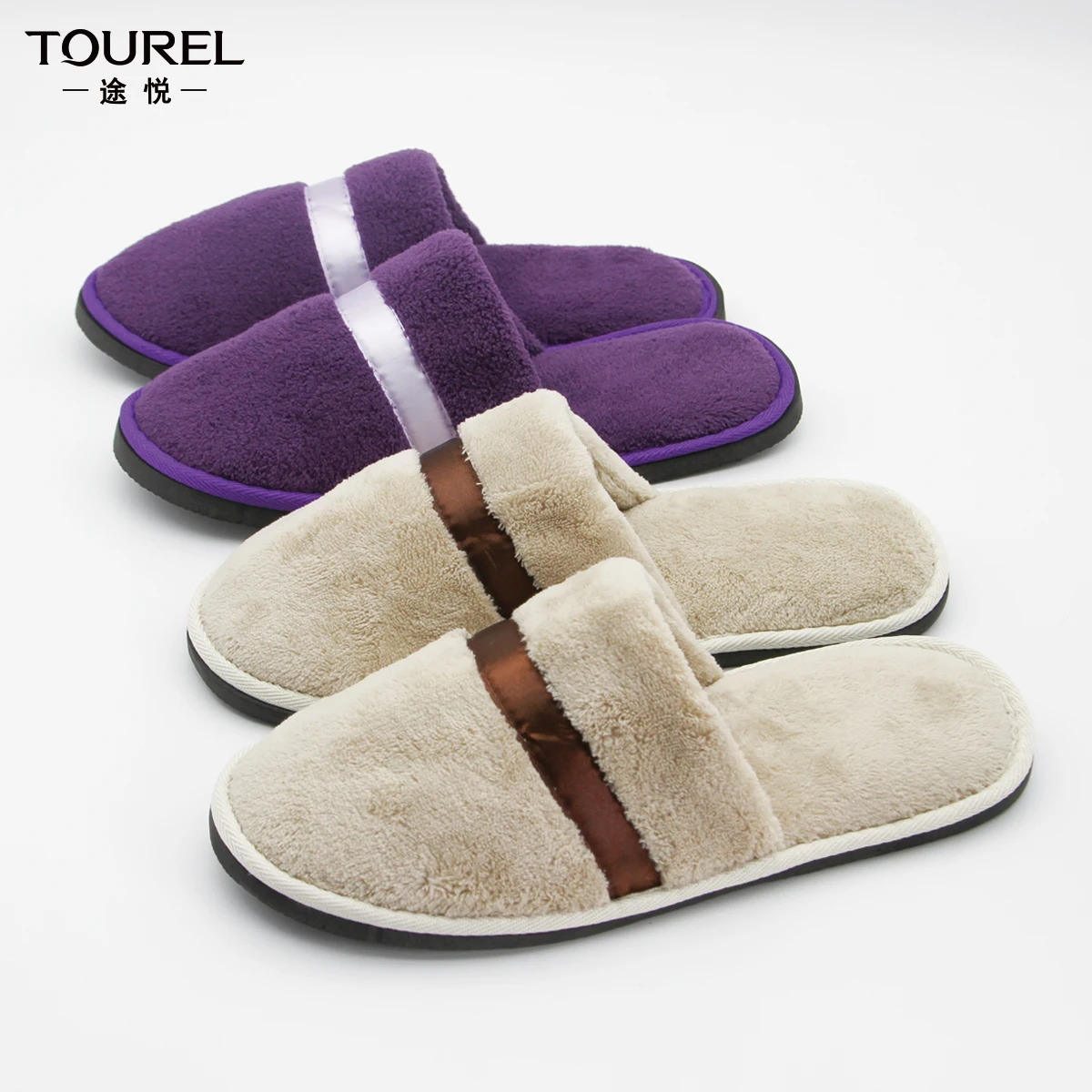 Wholesale Premium Eco Biodegradable Cotton Coral Fleece Unisex Disposable Hotel Spa Slippers Custom Logo Luxury Velvet Soft