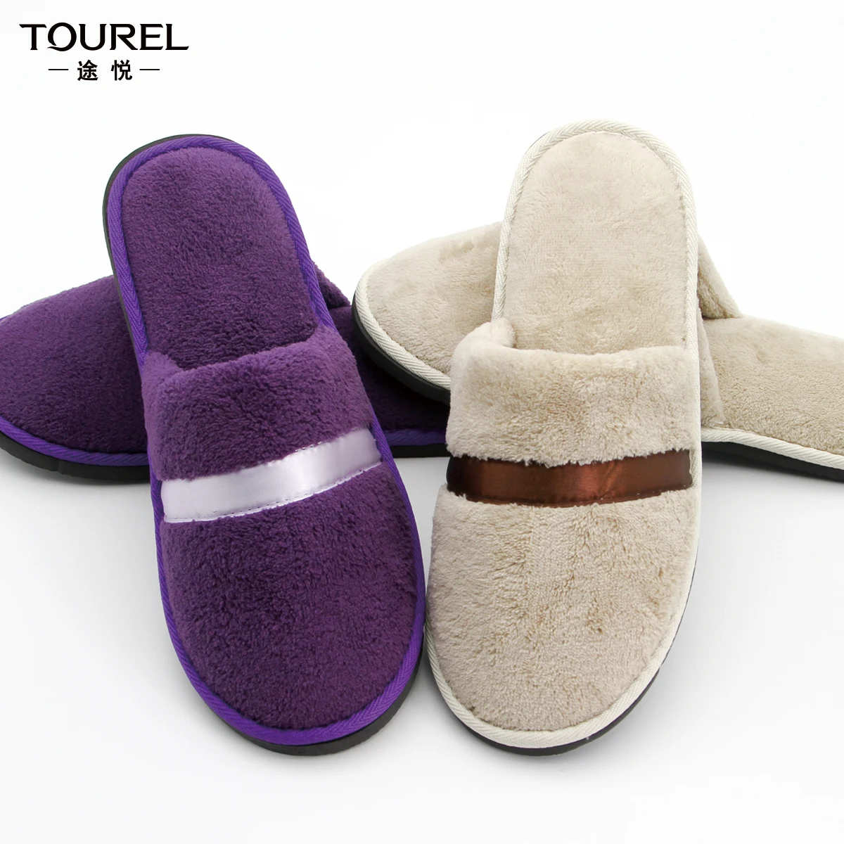 Wholesale Premium Eco Biodegradable Cotton Coral Fleece Unisex Disposable Hotel Spa Slippers Custom Logo Luxury Velvet Soft