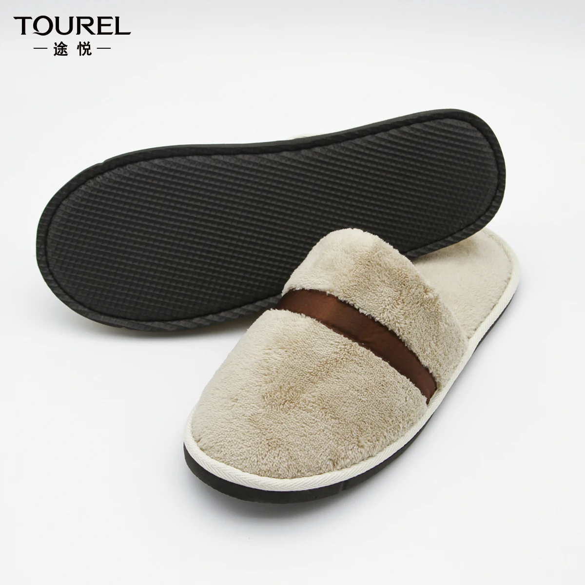 Wholesale Premium Eco Biodegradable Cotton Coral Fleece Unisex Disposable Hotel Spa Slippers Custom Logo Luxury Velvet Soft