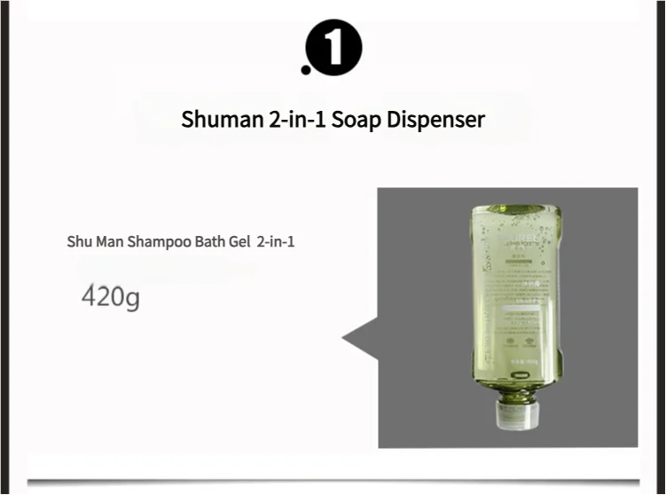 Distributeur mural 2-en-1 de shampoing et savon en acier inoxydable de qualité médicale pour équipements d'hôtel