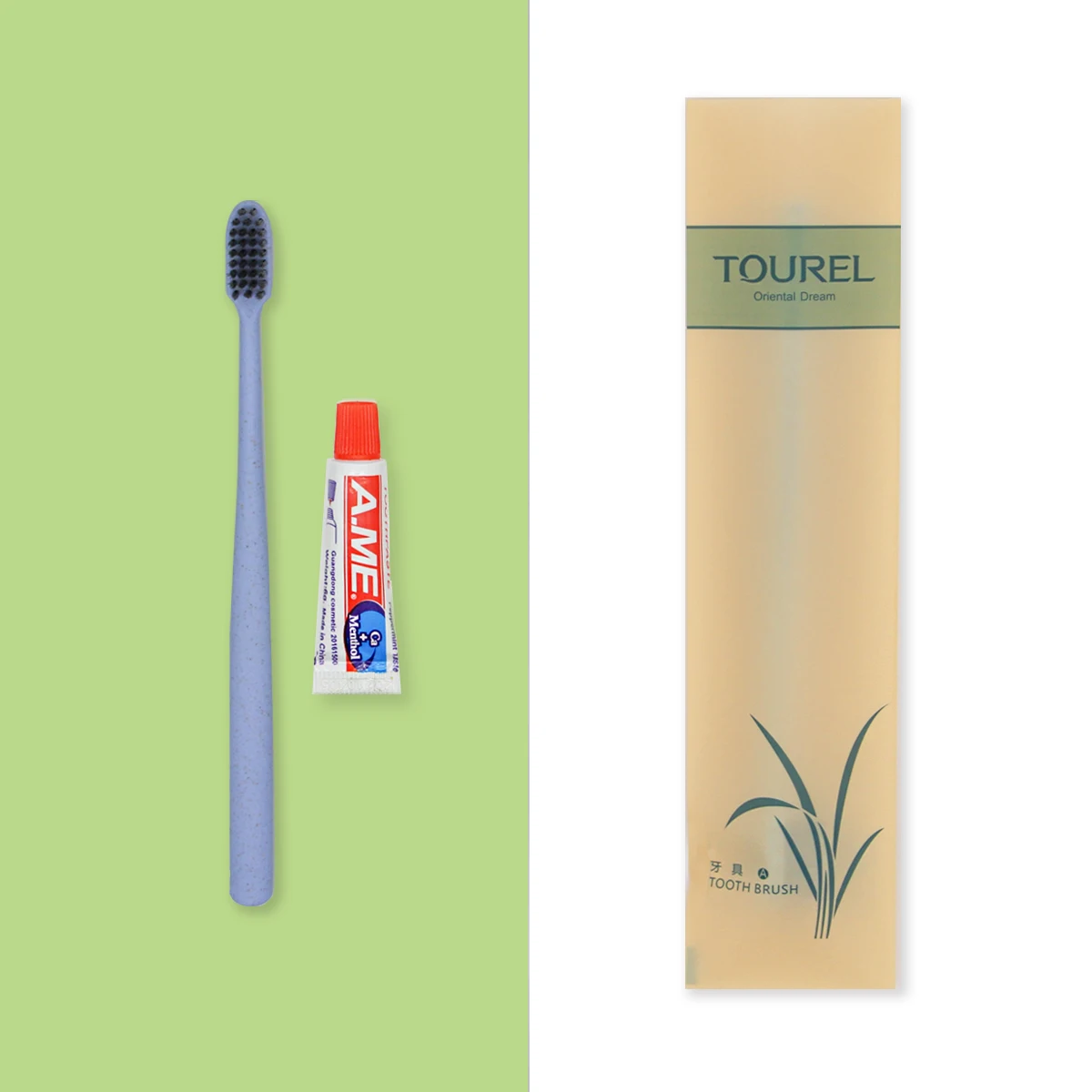 Brosse à dents jetable d'hôtel et mousse de shampoing/savon, essentiels de salle de bain tout-en-un