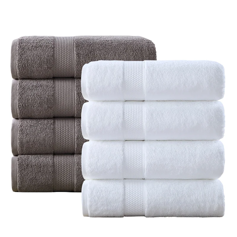 Luxury Brand 5-star Hotel Grade Quick-dry Bath Towel Set 100% White Cotton Knitted Disposable Solid Color Neutral Hotel Bath