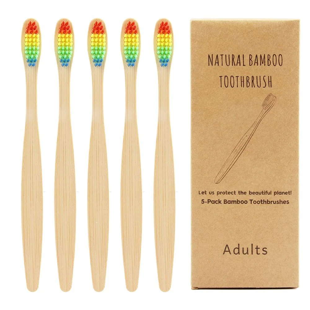 Brosse à dents de voyage écologique sans BPA pour adultes, à poils souples en charbon et nylon, jetable en bambou naturel pour usage domestique
