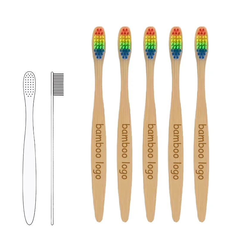 Brosse à dents en bambou biodégradable pour usage domestique et hôtelier, poils souples en PBT au charbon, tube sans BPA, jetable pour enfants