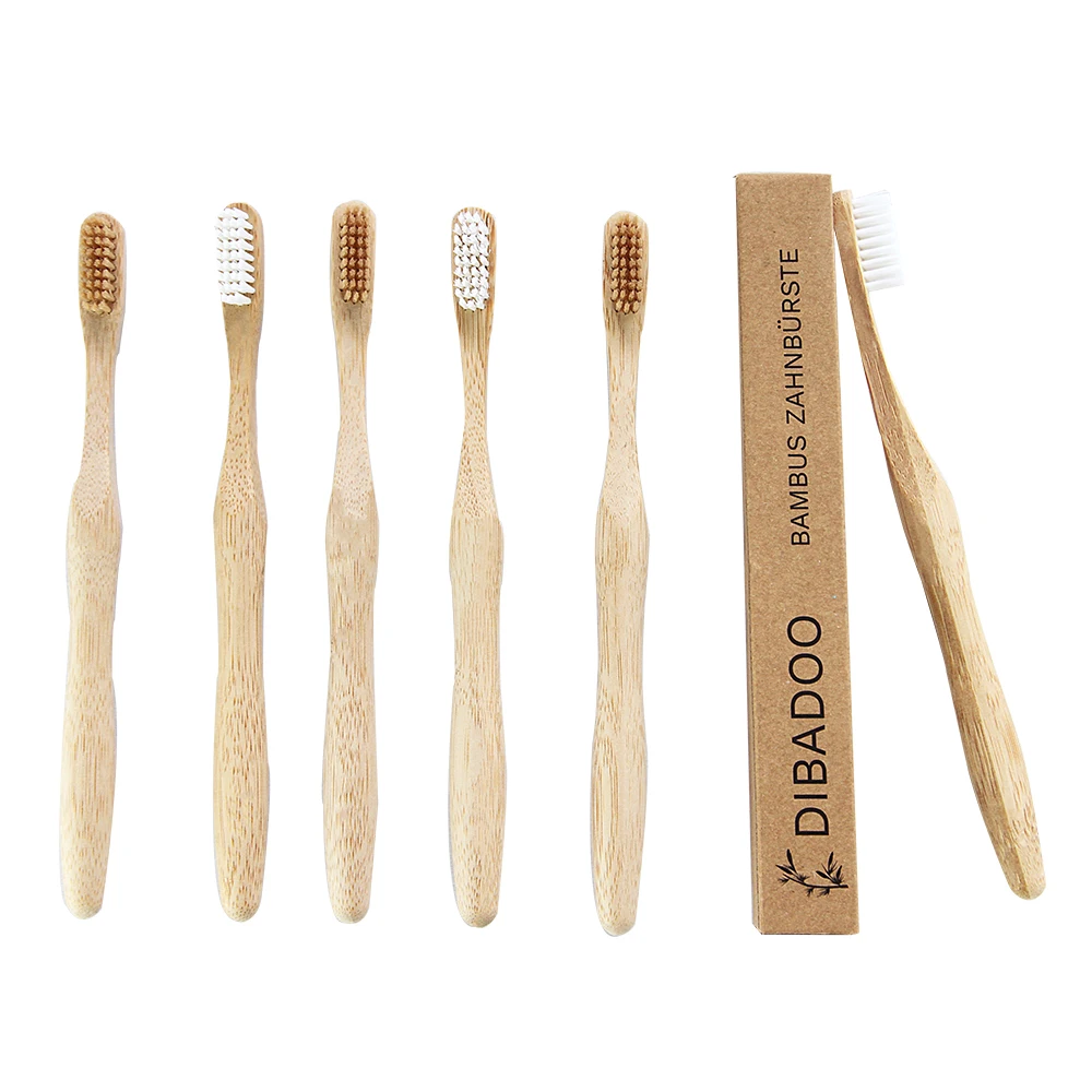 Meilleure vente 100% écologique brosse à dents jetable pour adultes 14,5-18,5 cm, poils en nylon doux, charbon de bambou naturel au carbone