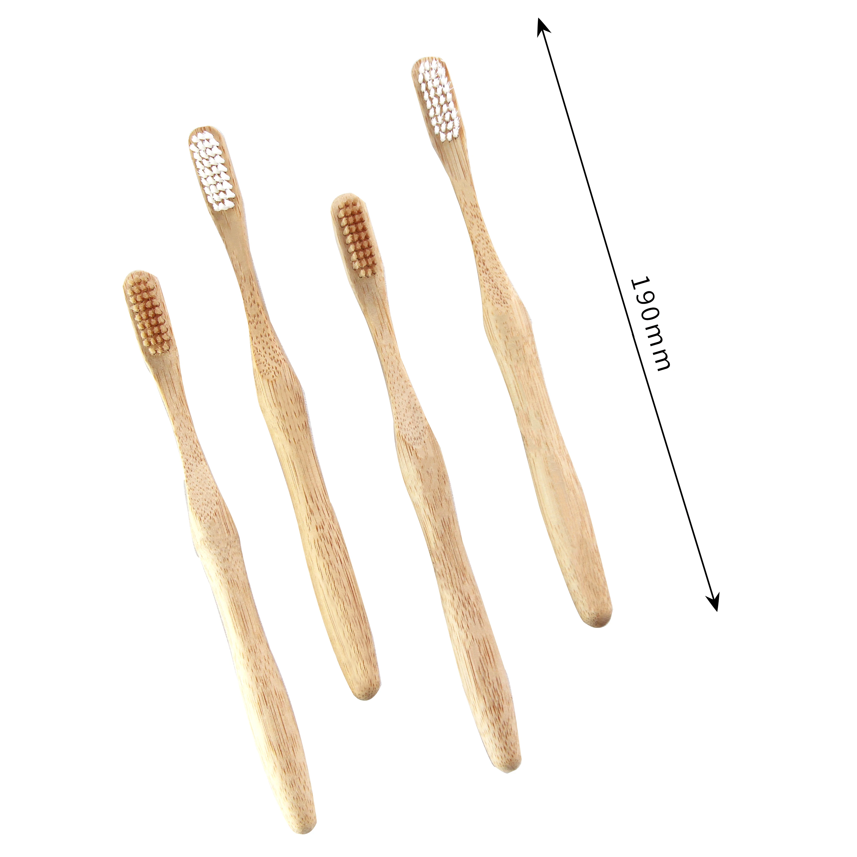 Meilleure vente 100% écologique brosse à dents jetable pour adultes 14,5-18,5 cm, poils en nylon doux, charbon de bambou naturel au carbone