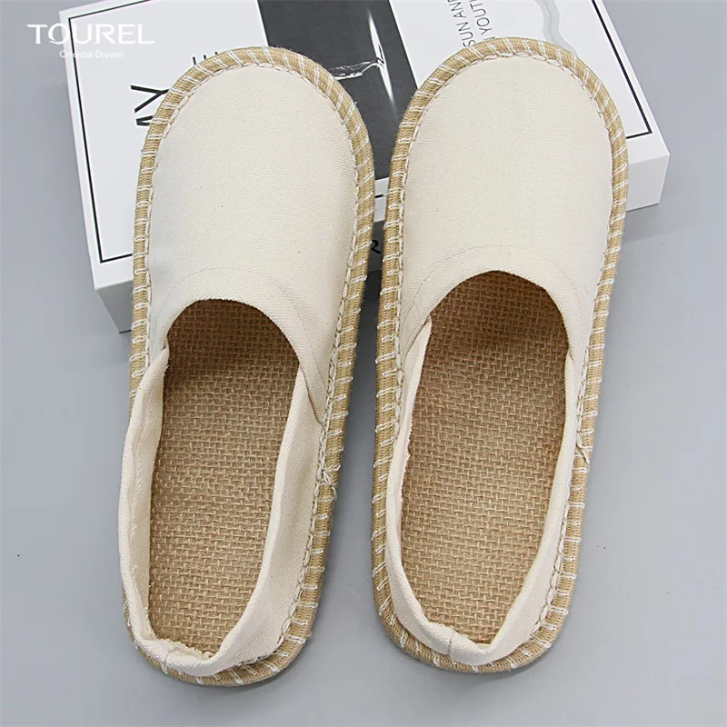Chaussons de spa jetables écologiques en lin, chaussons de voyage, pantoufles d'hôtel vertes pour adultes
