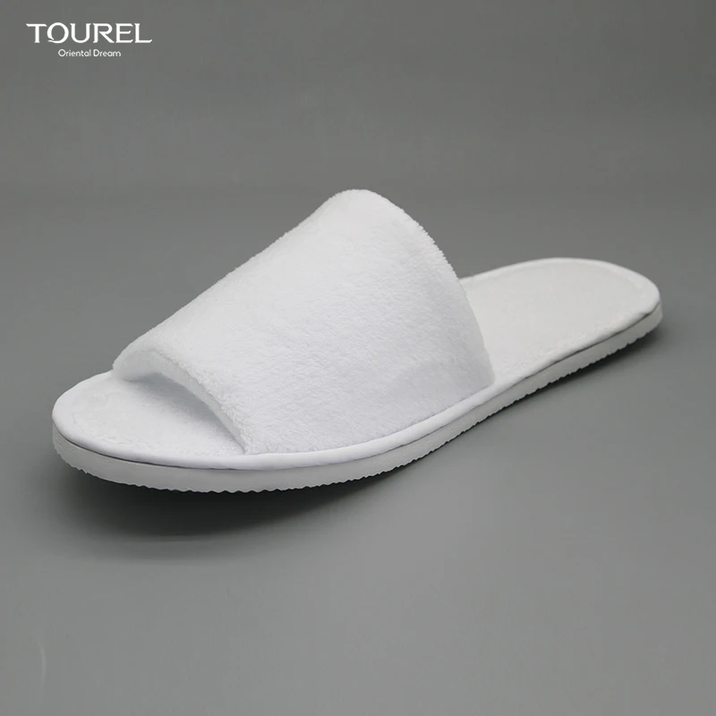 Cheap Wholesale Personalized Luxury Eco-friendly Velvet Cotton Coral Fleece Fabric Eva Sole White Hotel Disposable Slippers
