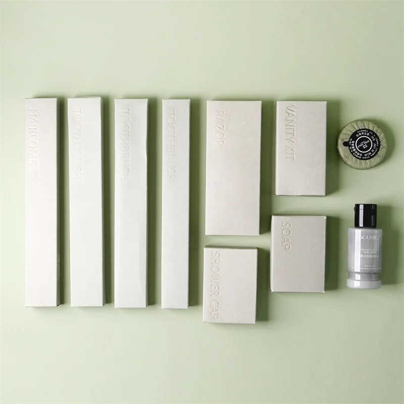 Kits de Salle de Bain de Luxe Kit d'Articles de Toilette Secs Portable, Recyclable et Écologique pour Hôtel Marbre