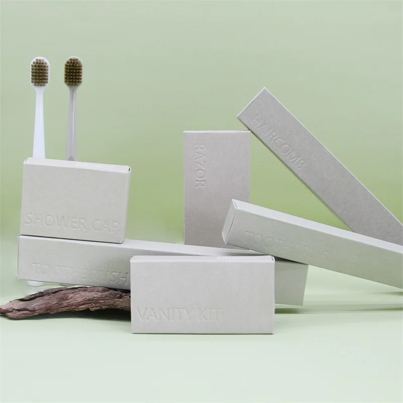Kits de Salle de Bain de Luxe Kit d'Articles de Toilette Secs Portable, Recyclable et Écologique pour Hôtel Marbre