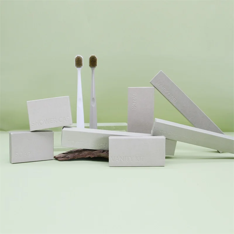 Hotel Supplies Eco Friendly Amenities Dental Travel Kit Kraft Paper Hotel Dry Amenities