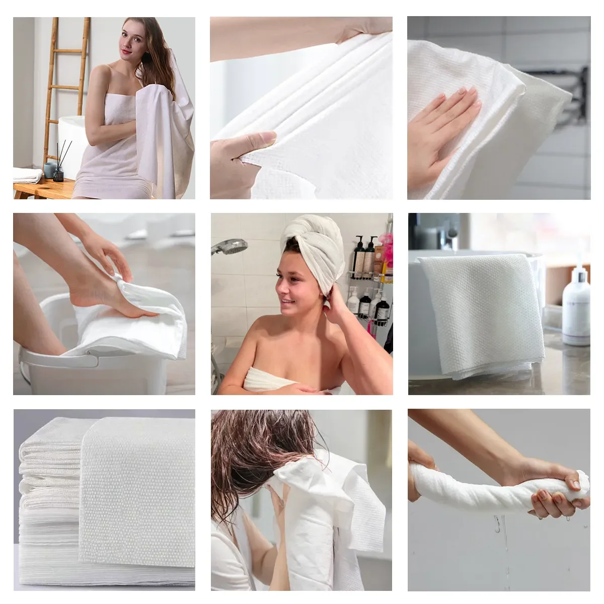 200 Gsm Custom 100 Cotton Disposable Face Towel Biodegradable For Travel Spa Salon Hotel