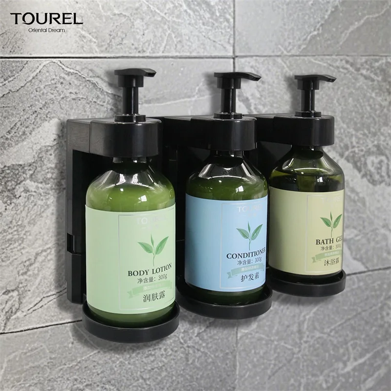 Ensemble de distributeurs manuels muraux pour gel douche, shampoing liquide et désinfectant, support en plastique écologique pour hôtels