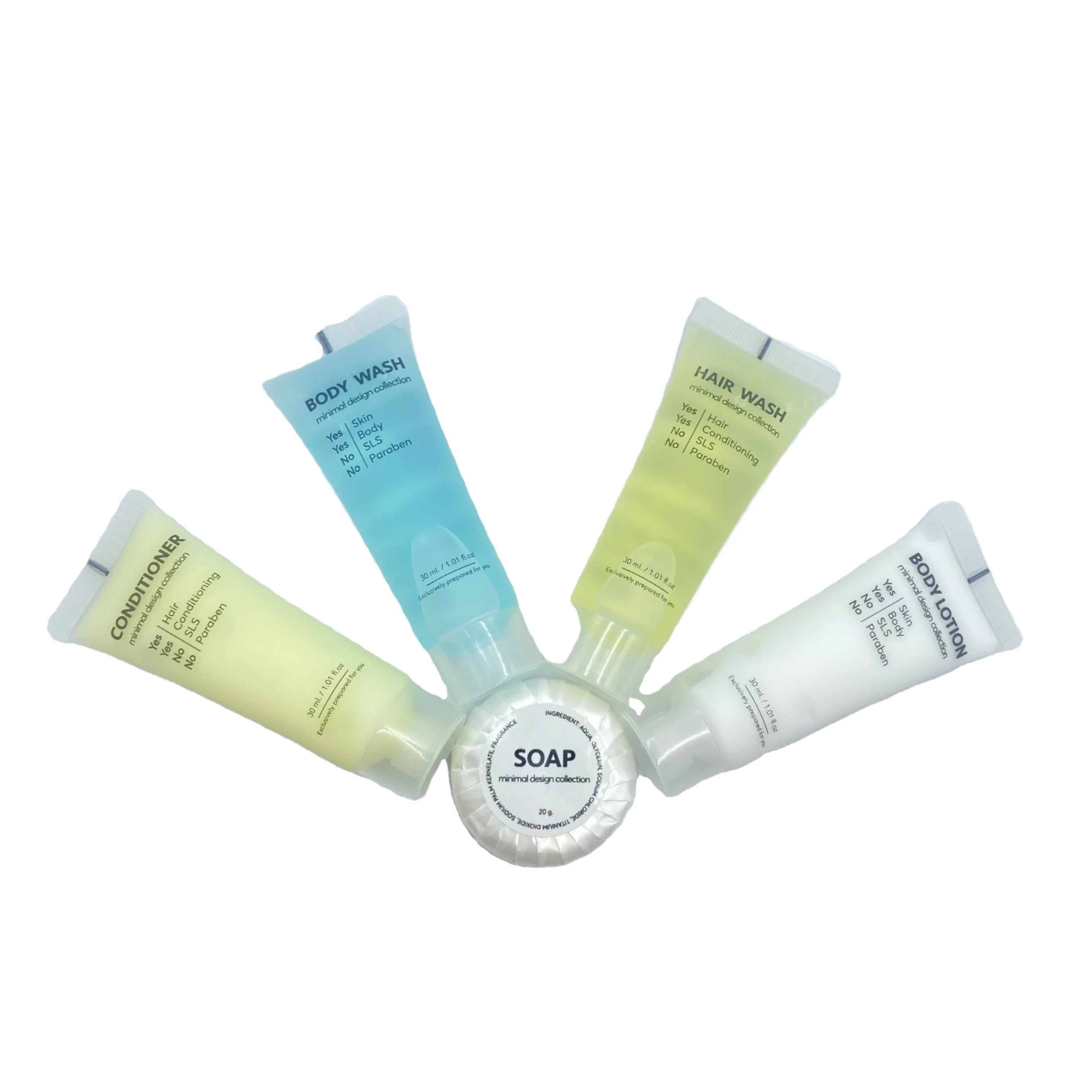 Custom Cosmetic Packaging Plastic Tube Set Soft Squeeze Hotel Amenities Body Lotion Conditioner Body Wash Economically