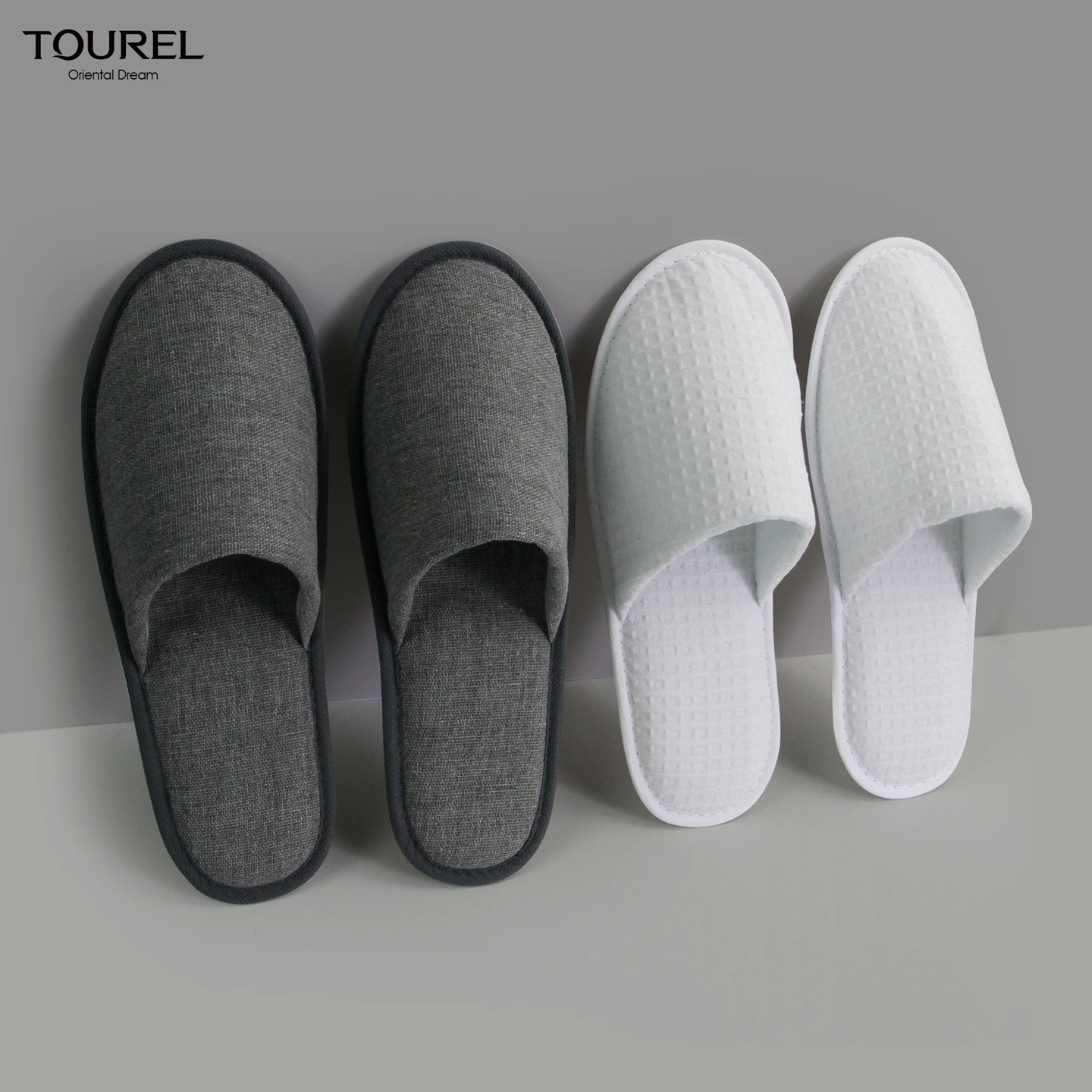 Chausson d'hôtel écologique à semelle en pâte biodégradable, fermé ou ouvert, jetable, blanc, gaufré, pour spa, chaussons d'hôtel 5 étoiles avec logo