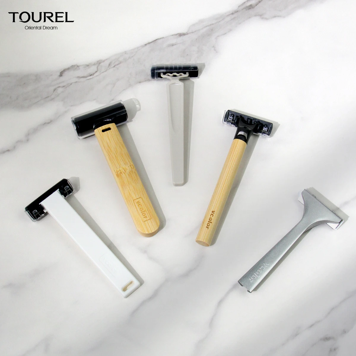 Wholesale Factory Price Luxury Hotel Disposable Stainless Steel Blades Bamboo Handle Razor Customizable Oem Logo Men Shaving Kit