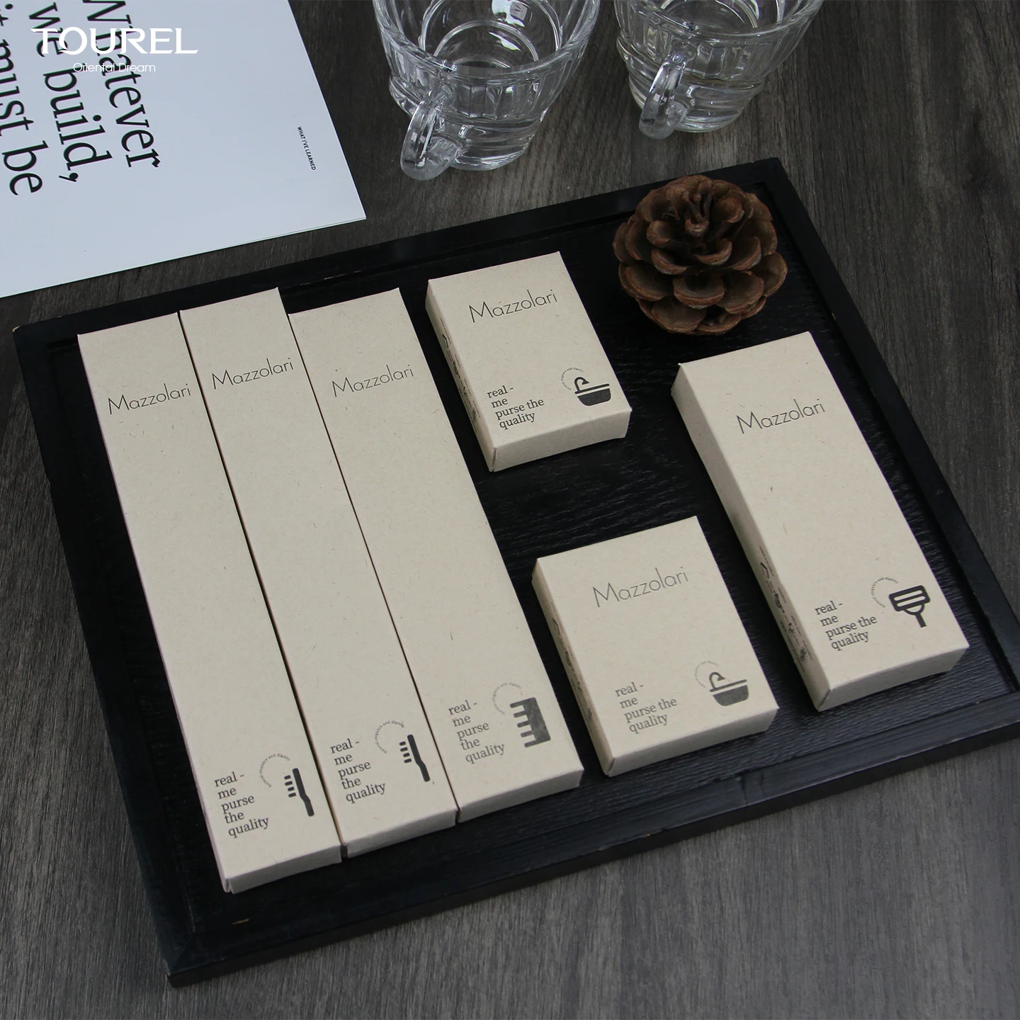 High-class Customized Design Eco-friendly Biodegradable Sugarcane Fiber Paper Box Amenities Set For Hotel Guest Room