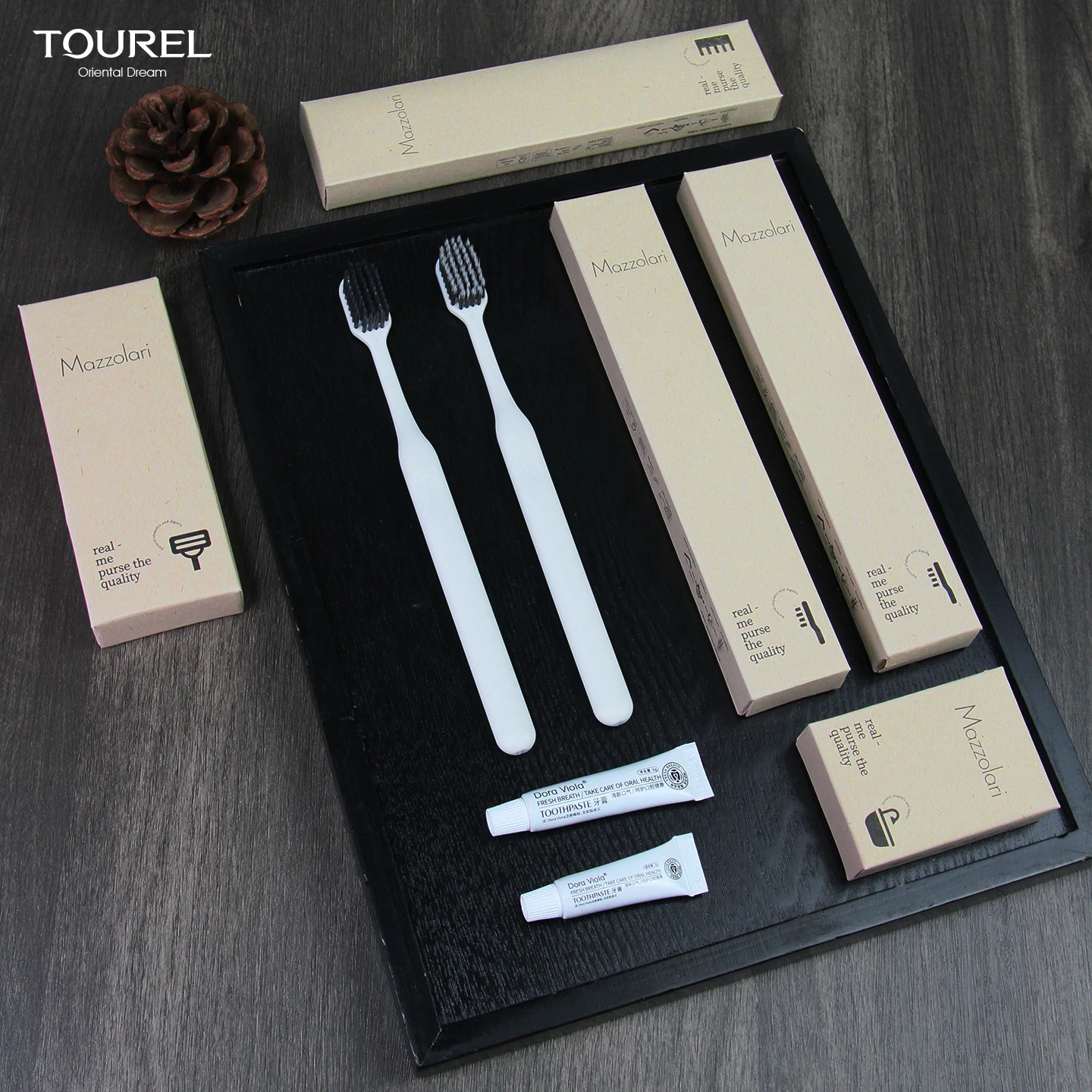High-class Customized Design Eco-friendly Biodegradable Sugarcane Fiber Paper Box Amenities Set For Hotel Guest Room