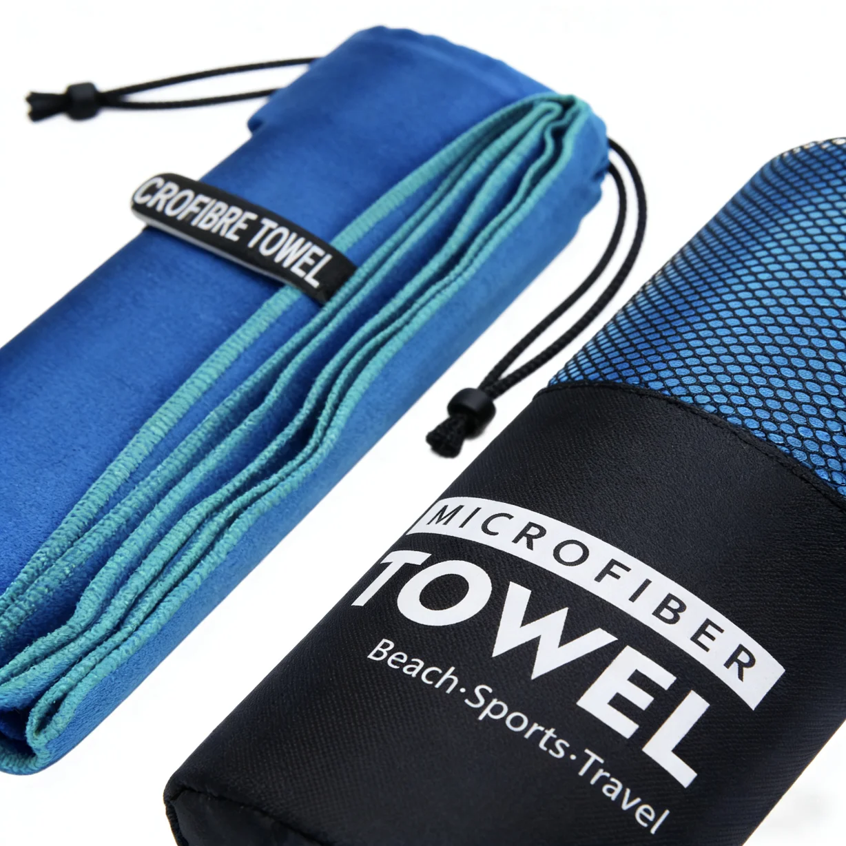 Toalla de microfibra ecol&oacute;gica extragrande de color liso rectangular para viajes al aire libre, gimnasio y deportes, de secado r&aacute;pido para playa, con logotipo personalizado tejido