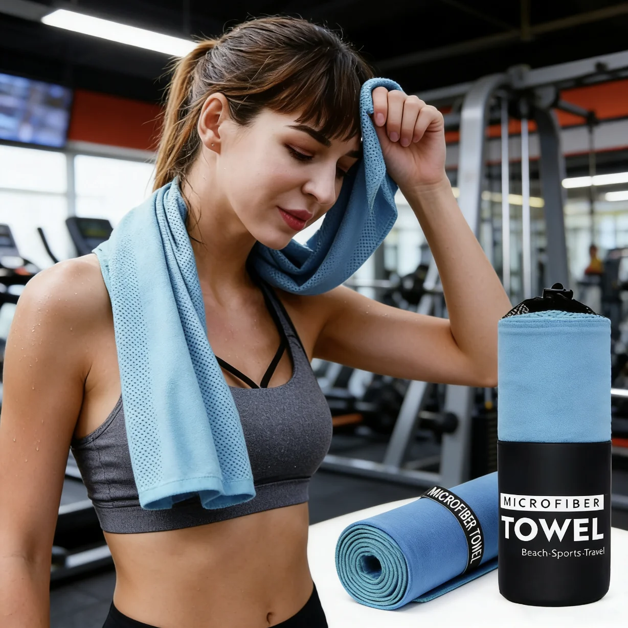 Lightweight Portable Microfiber Sports Towel Quick Drying Super Absorbent Sweat Towel For Yoga Camping Hiking Swimming Travel