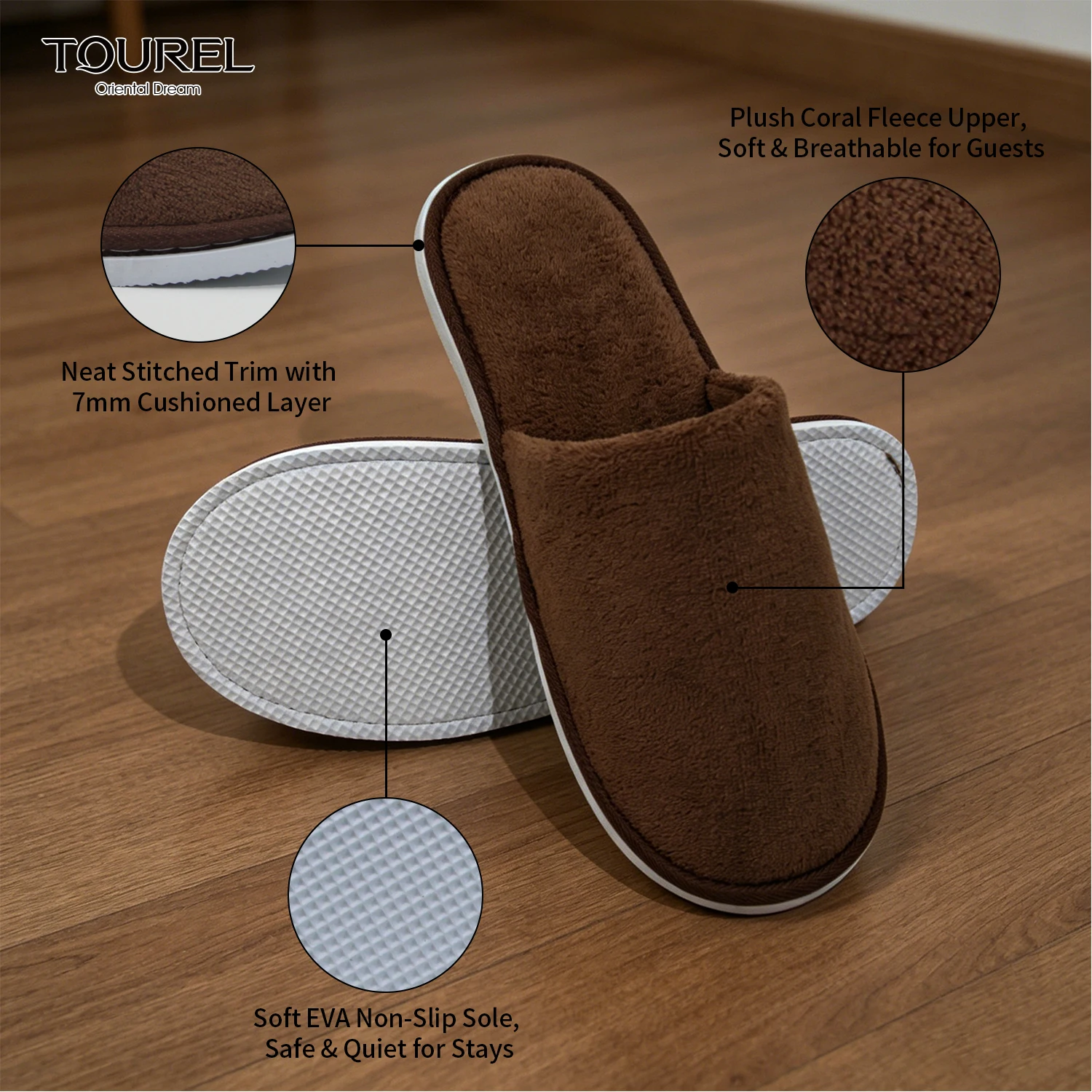 Pantoufles ferm&eacute;es de luxe, douces et confortables pour invit&eacute;s, logo personnalis&eacute;, &eacute;quipements d'h&ocirc;tel, pantoufles jetables en molleton corail pour h&ocirc;tel 5 &eacute;toiles