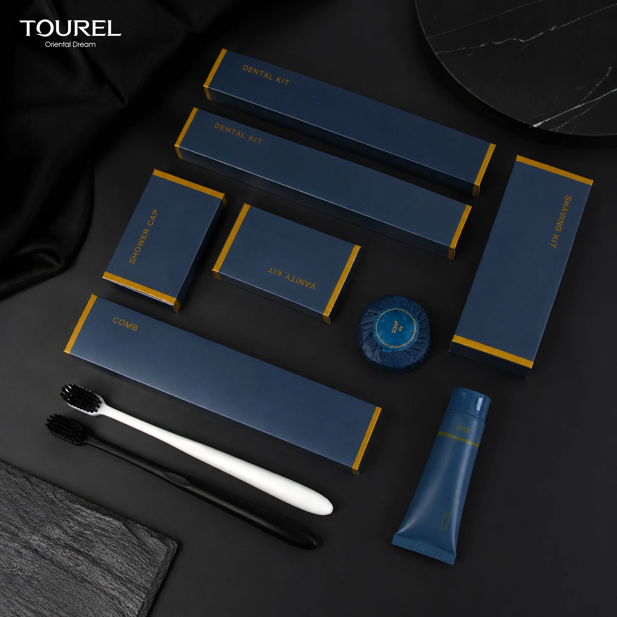 Star Custom Logo Disposable Hotel Amenities Bathroom Kit With Shampoo Soap Toothbrush Shower Gel For Travel Guestroom Supplies