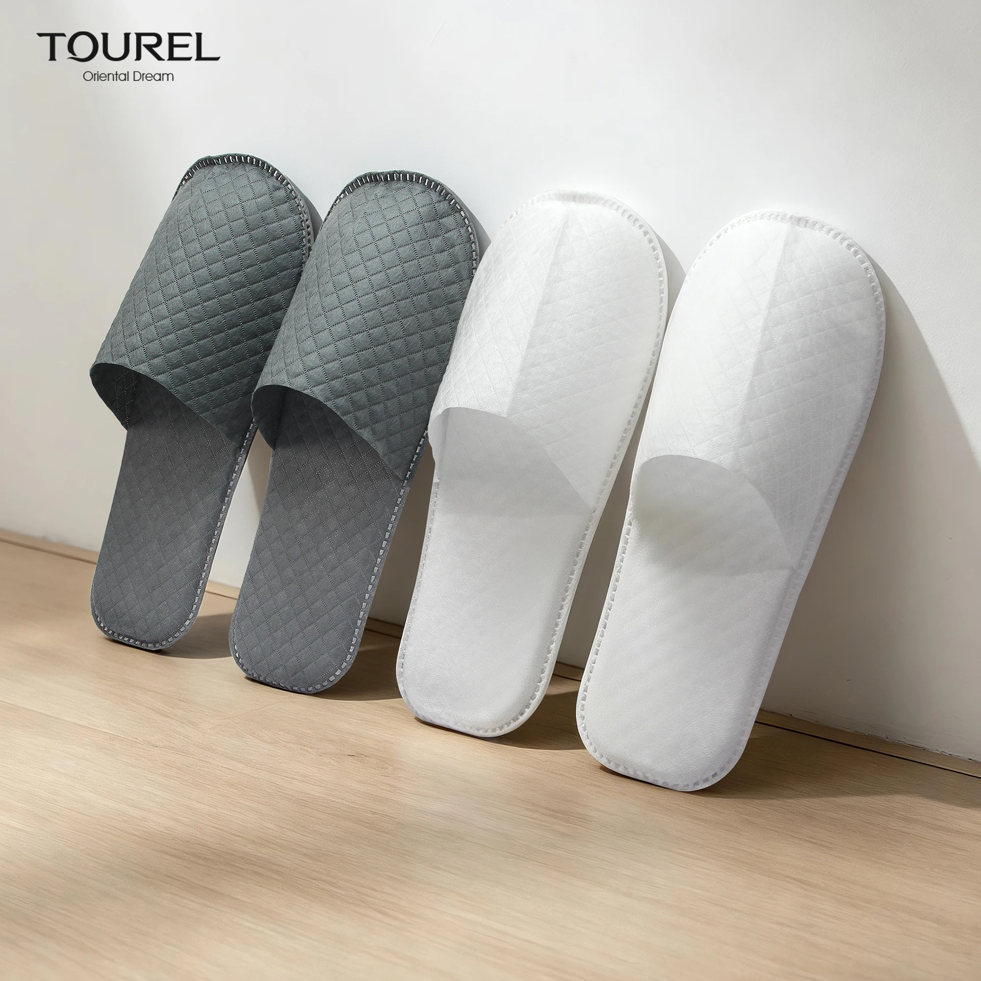 Custom Logo Anti-slip Epe Sole Eco-friendly Unisex Closed Toe Non-woven Disposable Slippers For Hotel Spa Home Hospital