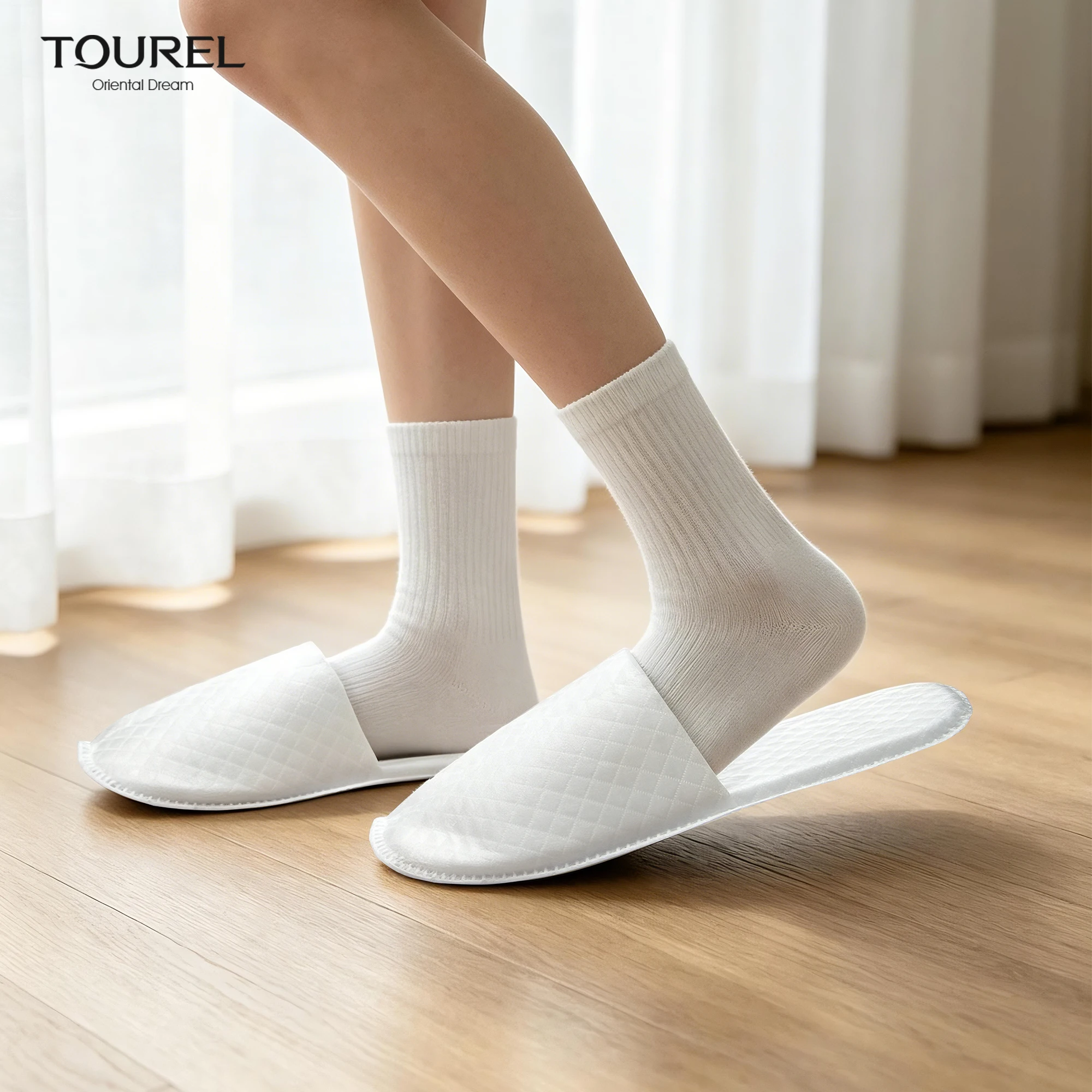 Custom Logo Anti-slip Epe Sole Eco-friendly Unisex Closed Toe Non-woven Disposable Slippers For Hotel Spa Home Hospital