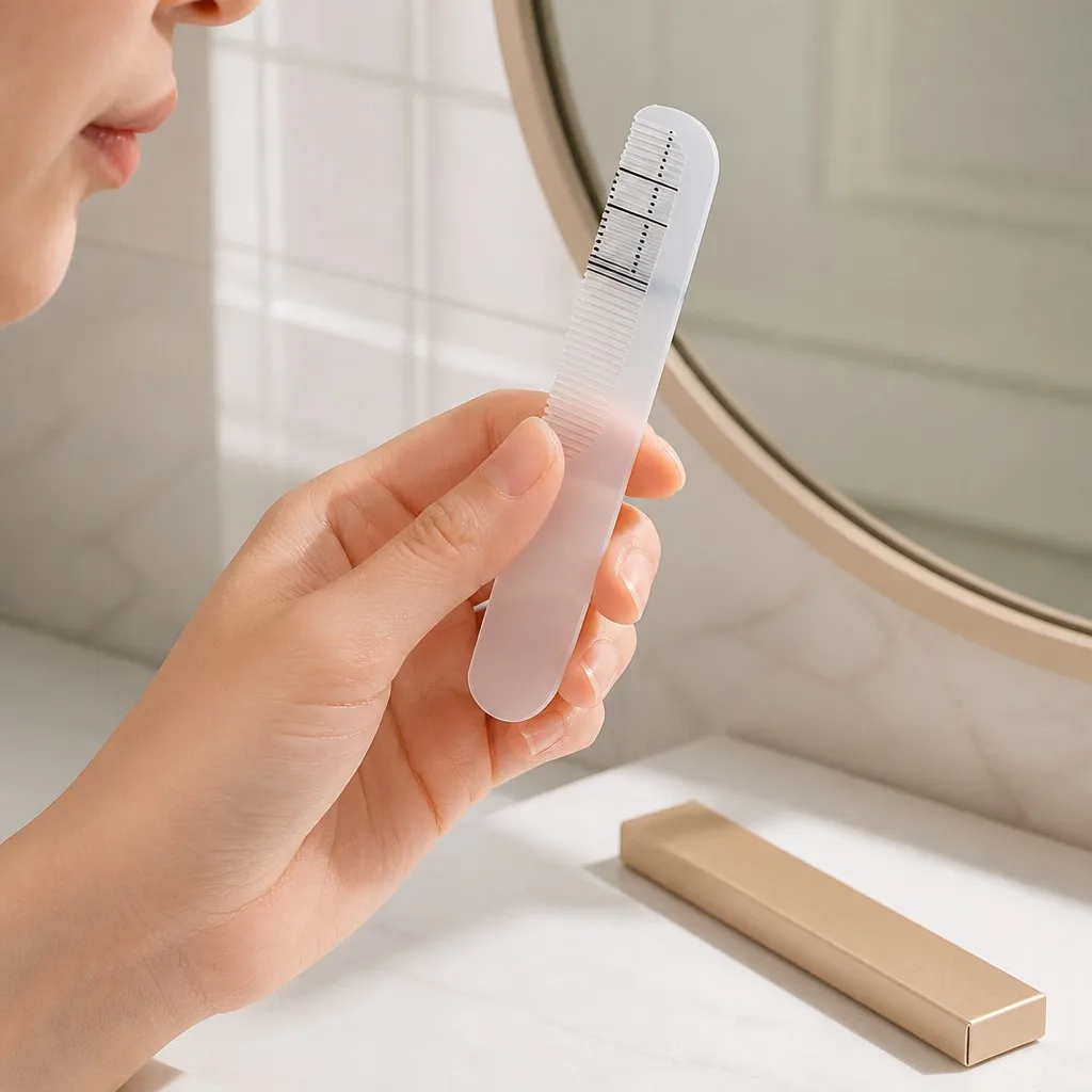 Peigne à cheveux jetable en plastique portable pour petit hôtel pour femmes, peigne à sourcils à dents fines avec échelle de mesure