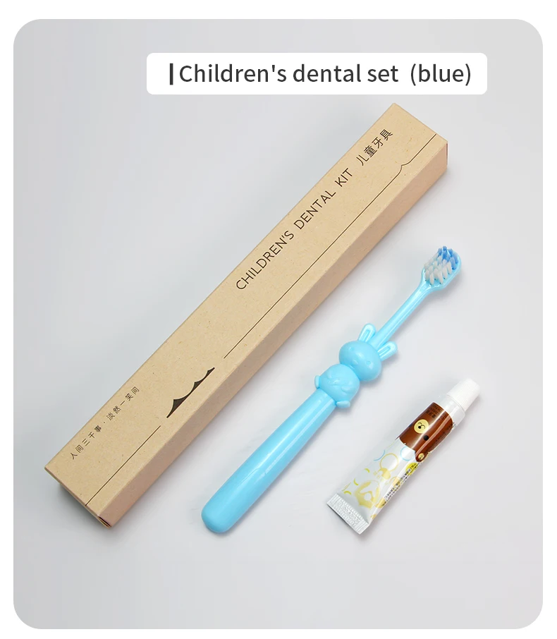 Kit de produits de toilette jetables écologiques, boîte en papier de canne à sucre certifiée FSC, ensemble d'articles d'accueil pour hôtel avec kit dentaire pour enfants