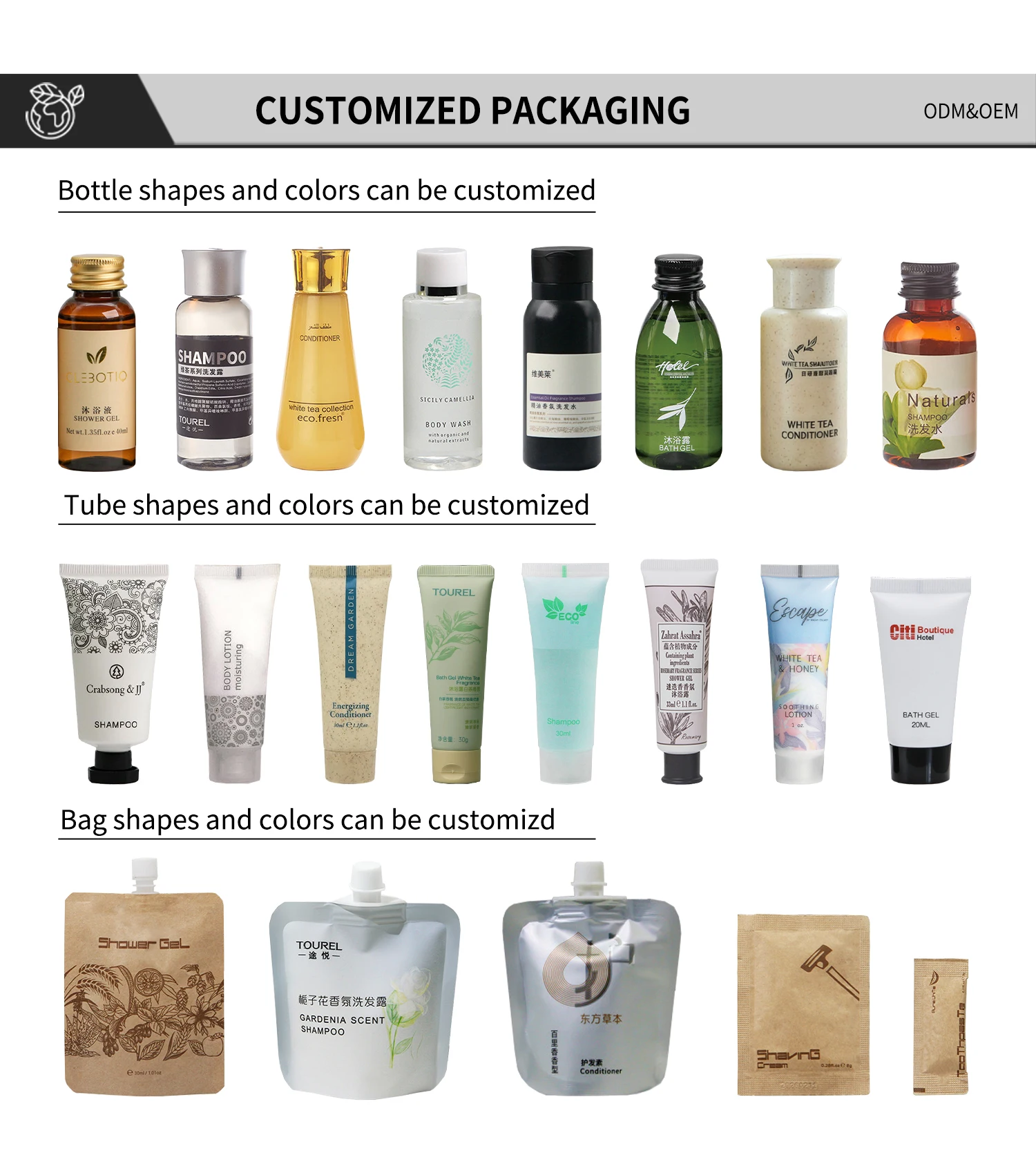 4 pièces Mini Flacons de Shampoing, Après-shampoing, Lotion pour le Corps et Gel Douche pour Hôtel, pour Maison d'hôtes, Station Balnéaire, Location de Vacances, Produits de Toilette pour Hôtel Format Voyage