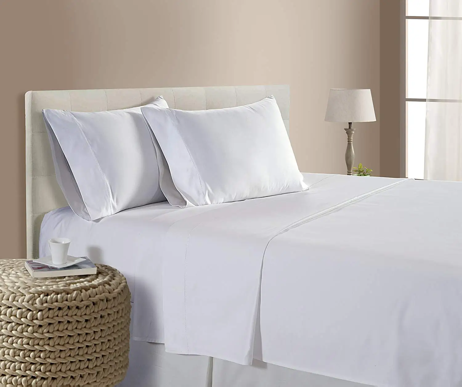 Fournitures hôtelières de gros Yangzhou Dubaï Ensemble de literie d'hôtel Housse de couette Rayures blanches Collection de linge de lit d'hôtel Drap Tissé Uni 4 Pièces