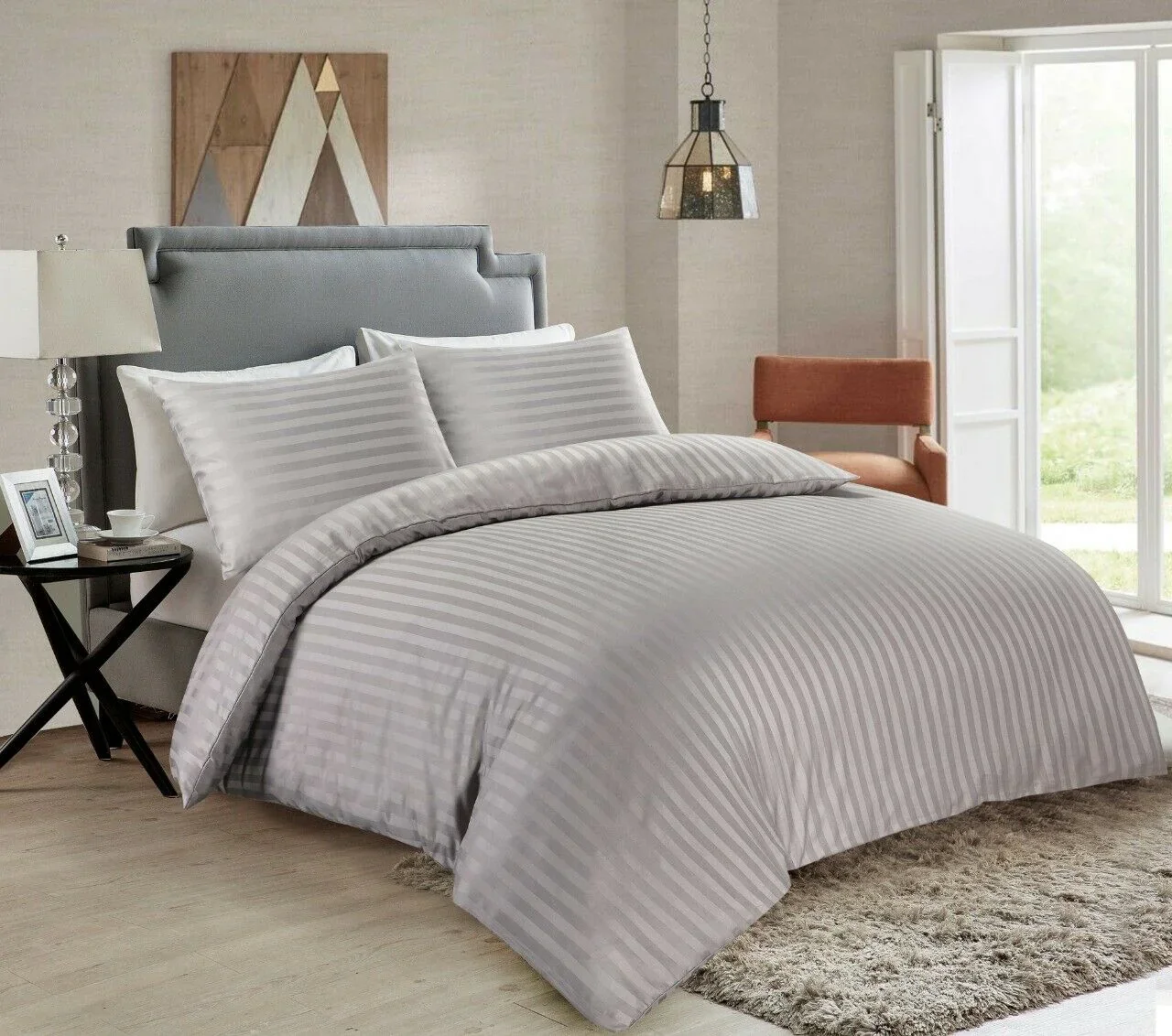Juego de S&aacute;banas de Cama a Rayas Nuevo y Popular de Alta Calidad Tejido a Bajo Precio Ropa de Cama de Hotel de 4 Piezas del Fabricante de China