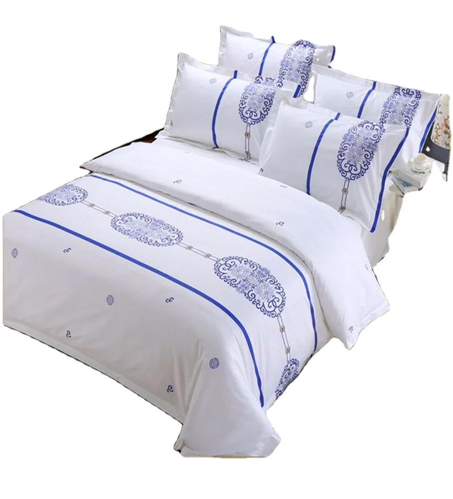 Hot New Striped Bed Sheet Set High Quality Woven Low Price 4-piece Hotel Bedding From China Manufacturer