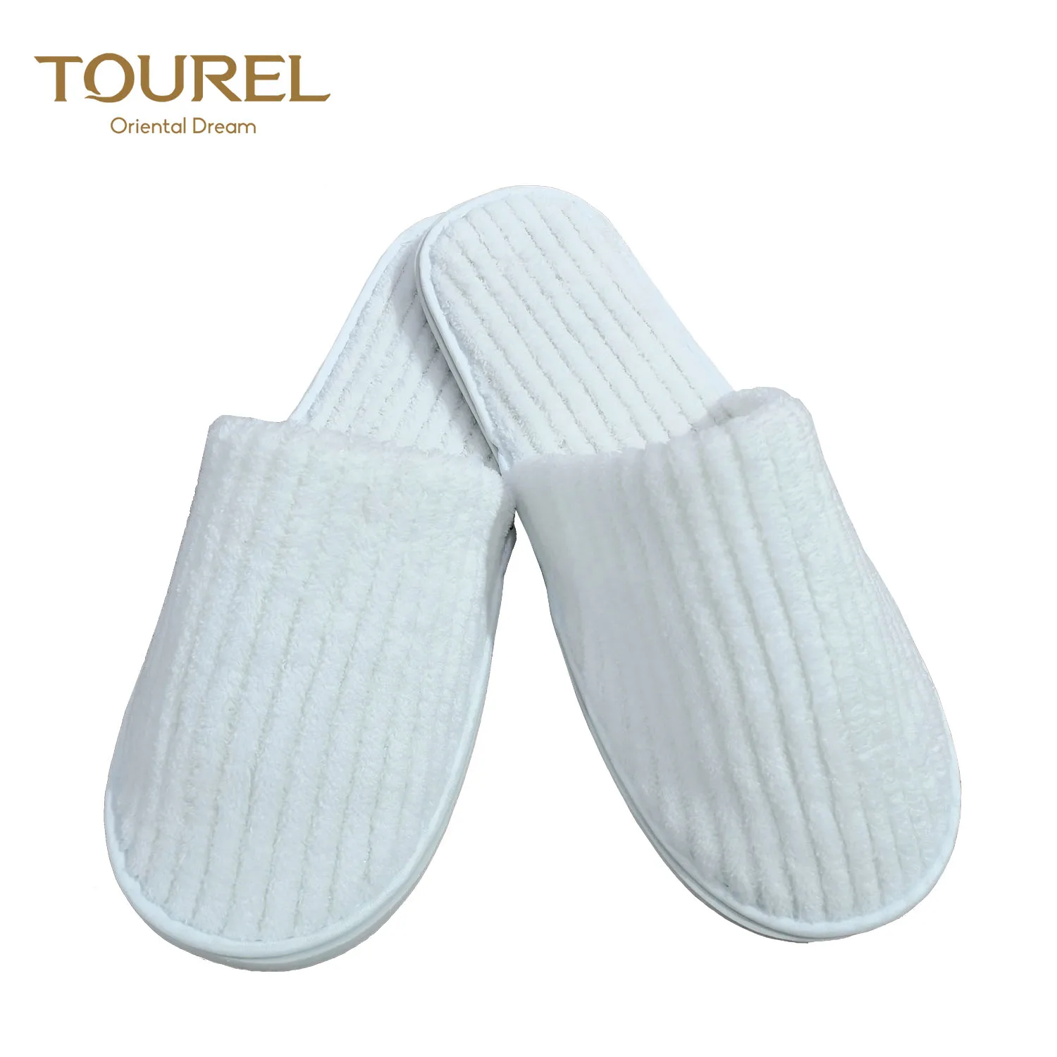 Chaussons jetables de luxe à rayures en molleton corail à prix de gros bas, semelle en EVA, écologiques, pour hôtel, spa, mariage, pour invités, divers modèles