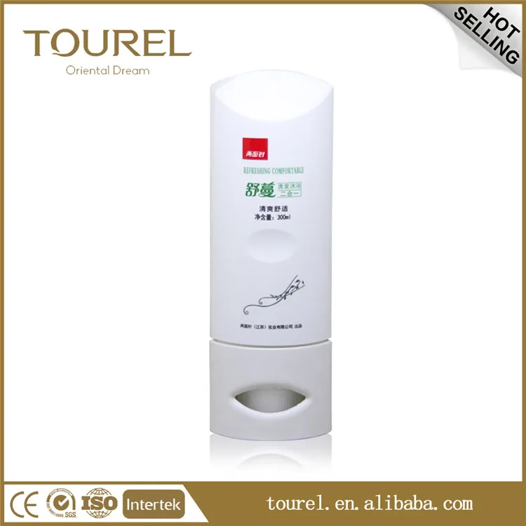 Flacon vide en plastique de luxe de marque Tourel avec distributeur de savon liquide pour gel douche pour hôtel