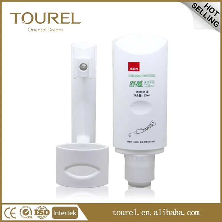 Flacon vide en plastique de luxe de marque Tourel avec distributeur de savon liquide pour gel douche pour hôtel
