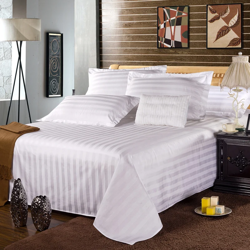 Ensemble de linge de lit d'hôtel en coton 100 % de luxe en gros, logo personnalisé, coton égyptien, 3 pièces de draps blancs 180tc-500tc
