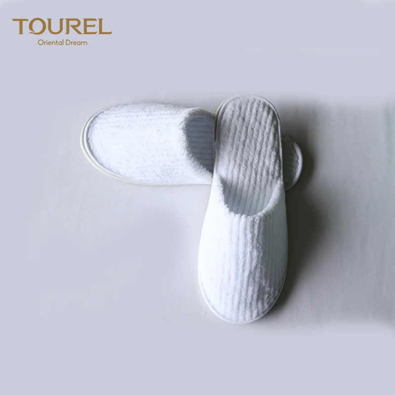 Custommen's & Women's Wedding Slippers Black Hotel Guest Room Slipper With Embroidery Logo