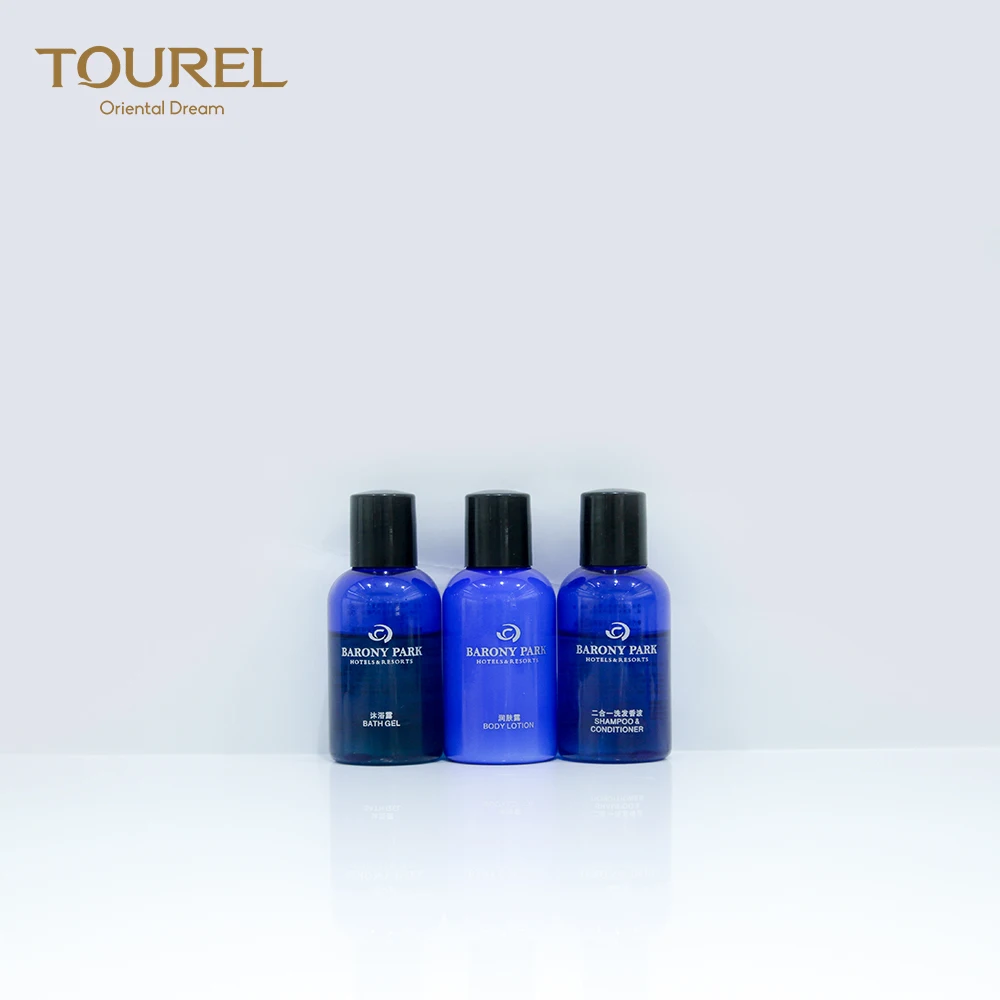 Oem 5 Star Disposable Hotel Toiletries Shampoo Bottle Size Airline Travel Amenities Kit Sets