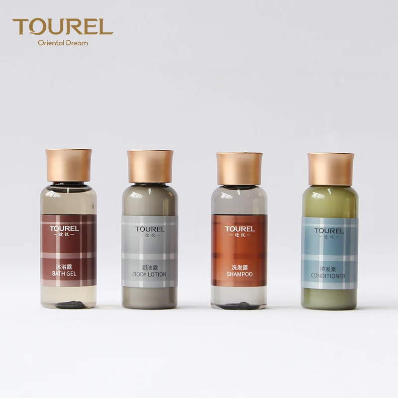 Fabricant de flacons cosmétiques en plastique jetables pour gel douche pour hôtel 5 étoiles, Ensemble d'articles de bien-être pour spa, Fournitures hôtelières