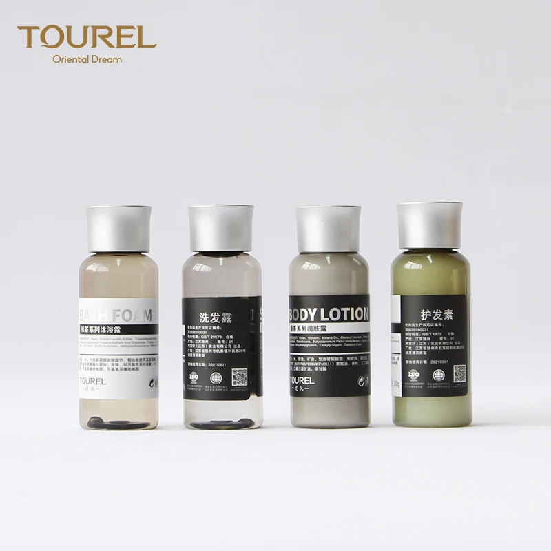 Fabricant de flacons cosmétiques en plastique jetables pour gel douche pour hôtel 5 étoiles, Ensemble d'articles de bien-être pour spa, Fournitures hôtelières