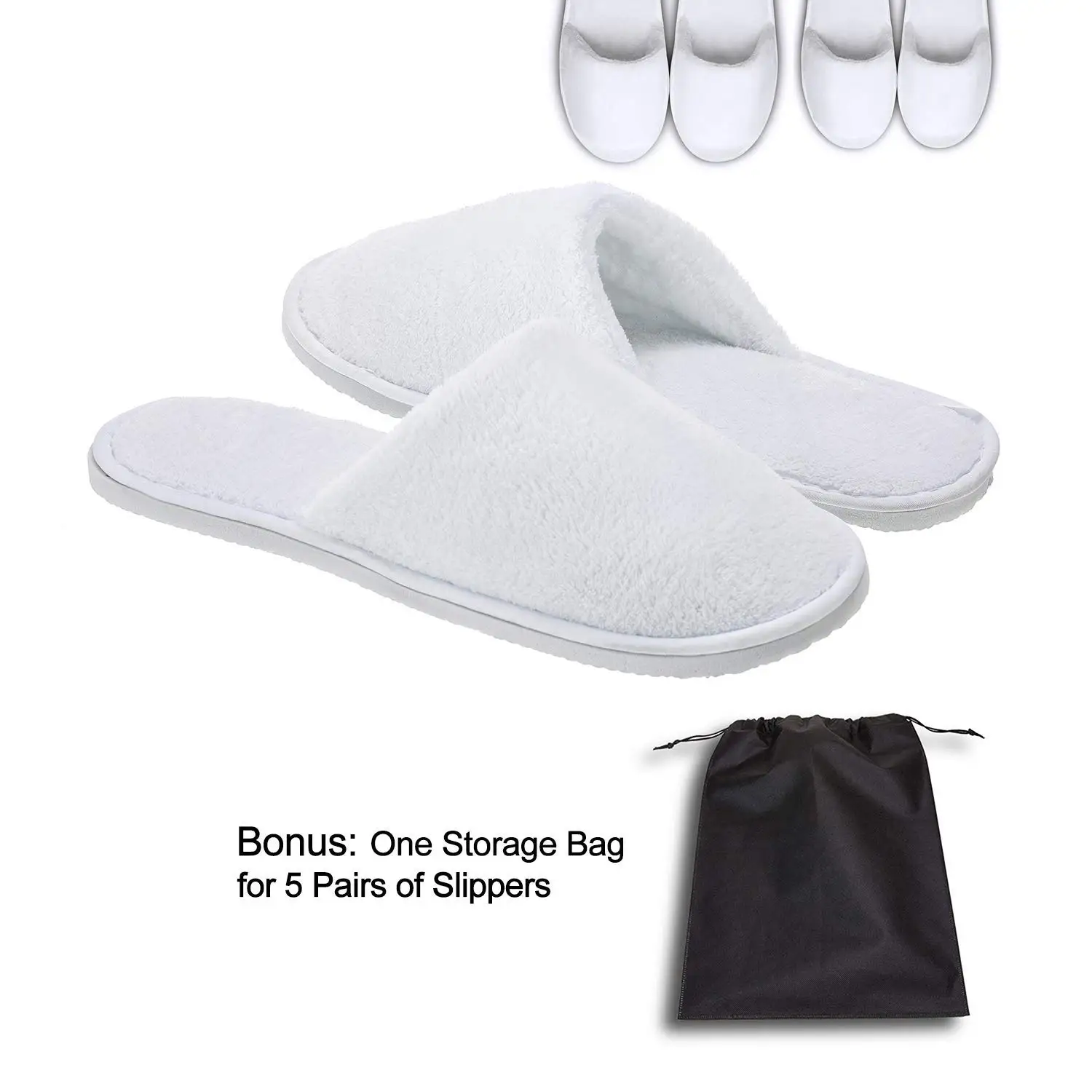 Factory Hot Sale Luxury Coral Fleece White Hotel Home Wedding Slippers With Eva Sole