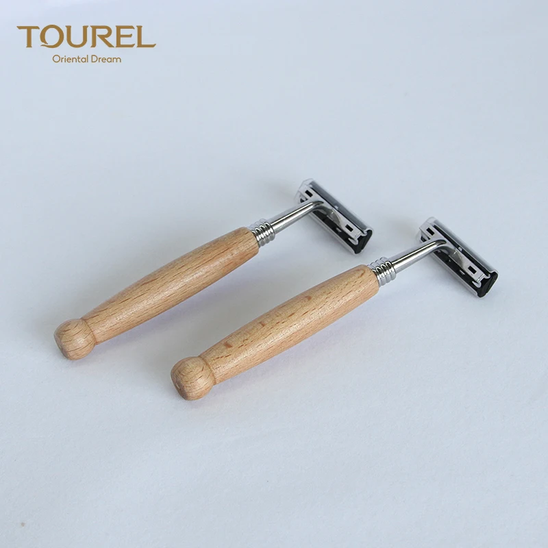 Double Stainless Steel Blade Iso Ce Certified Private Label Disposable Safety Shaving Bamboo Handle Razor For Men