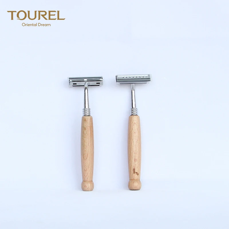 Double Stainless Steel Blade Iso Ce Certified Private Label Disposable Safety Shaving Bamboo Handle Razor For Men