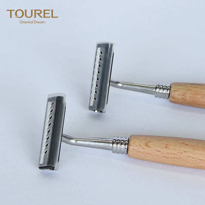Double Stainless Steel Blade Iso Ce Certified Private Label Disposable Safety Shaving Bamboo Handle Razor For Men