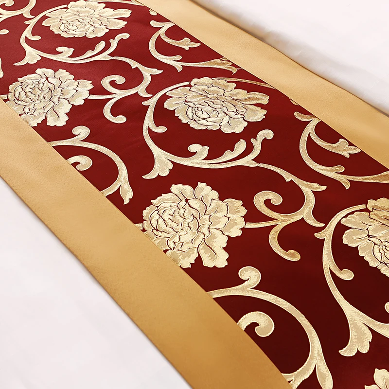Camino de cama estampado con patrón personalizado para hotel, tamaño queen y king