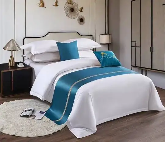 Camino de cama estampado con patrón personalizado para hotel, tamaño queen y king